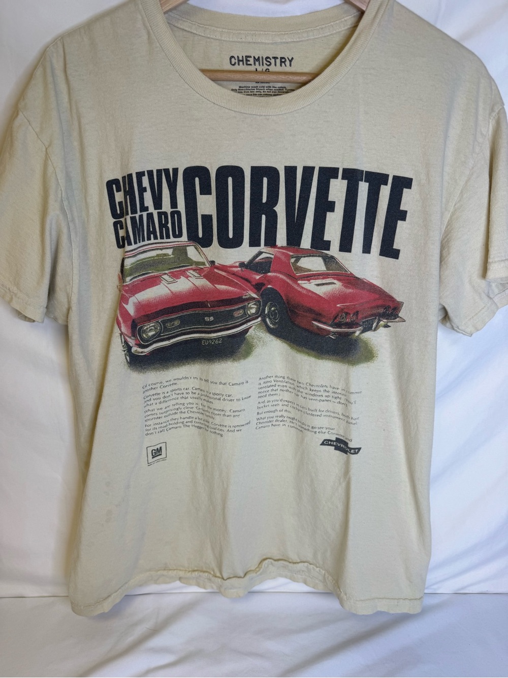 Chemistry Beige Short-Sleeve Tee with Red Corvette Graphic